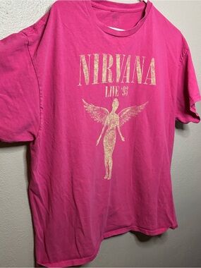 Official Nirvana Live ’93 In Utero Pink Graphic Band T Shirt Unisex XL grunge